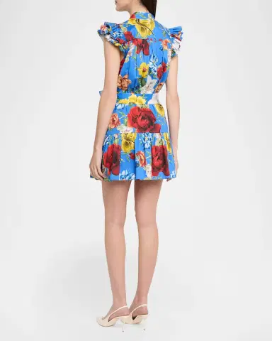 ALICE + OLIVIA Cora Floral Flutter-Sleeve Mini Dress | Thumbnail 2
