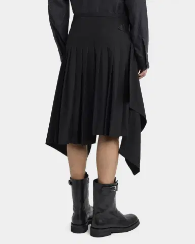 Alexander McQueen Men's Uniform Wool Asymmetric Pleated Wrap Skirt | Thumbnail 2
