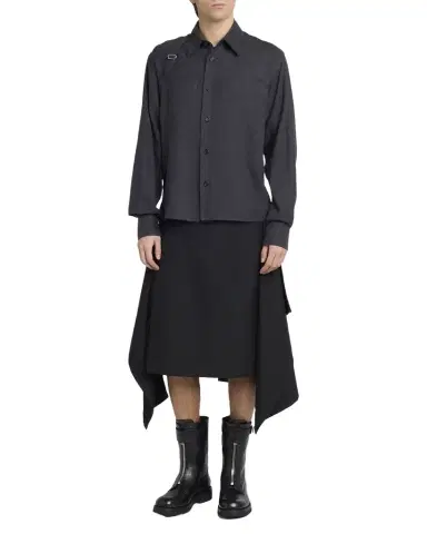 Alexander McQueen Men's Uniform Wool Asymmetric Pleated Wrap Skirt | Thumbnail 1