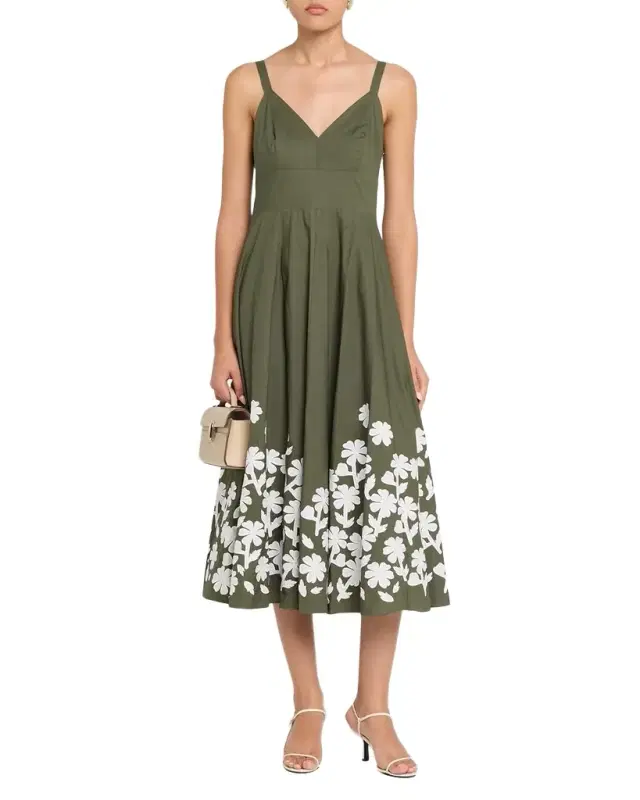 The Victoria Floral Applique Cotton Midi Dress