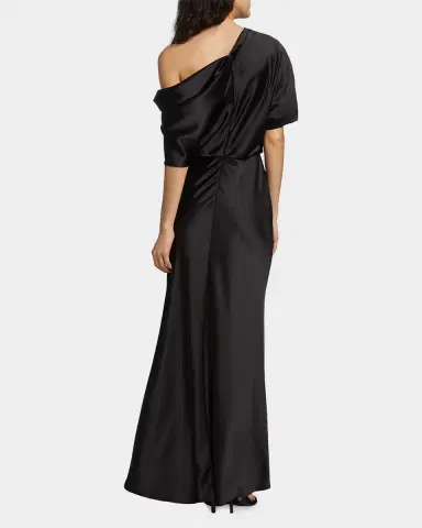 Amsale Draped Satin One-Shoulder Gown | Thumbnail 2 Amsale Draped Satin One-Shoulder Gown | Thumbnail 2