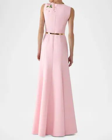 Carolina Herrera Rose Embroidered Sleeveless Trumpet Gown | Thumbnail 2 Carolina Herrera Rose Embroidered Sleeveless Trumpet Gown | Thumbnail 2