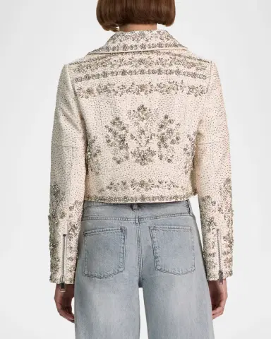 ALICE + OLIVIA Avril Embellished Vegan Leather Jacket | Thumbnail 2 ALICE + OLIVIA Avril Embellished Vegan Leather Jacket | Thumbnail 2