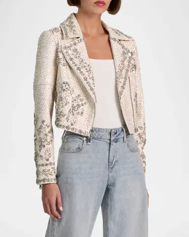 ALICE + OLIVIA Avril Embellished Vegan Leather Jacket | Thumbnail 5 ALICE + OLIVIA Avril Embellished Vegan Leather Jacket | Thumbnail 5
