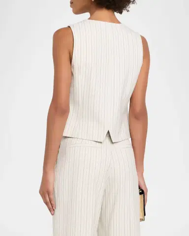 Elie Tahari The Liliana Striped Button-Down Vest | Thumbnail 2 Elie Tahari The Liliana Striped Button-Down Vest | Thumbnail 2