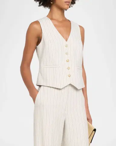 Elie Tahari The Liliana Striped Button-Down Vest | Thumbnail 3 Elie Tahari The Liliana Striped Button-Down Vest | Thumbnail 3