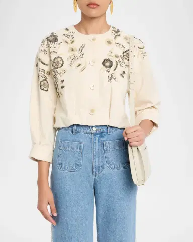 Veronica Beard Emeren Embroidered Cropped Jacket | Thumbnail 3 Veronica Beard Emeren Embroidered Cropped Jacket | Thumbnail 3