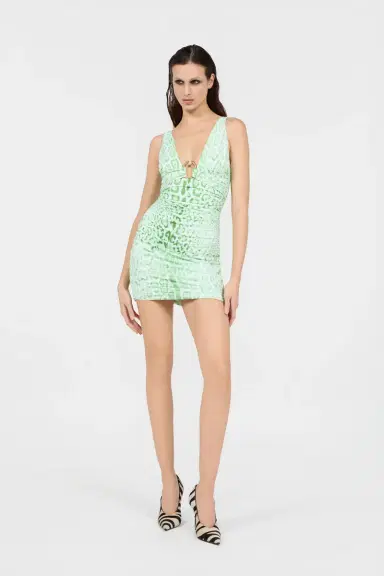 Roberto Cavalli Jaguar Mint Print Dress Mini | Thumbnail 6 Roberto Cavalli Jaguar Mint Print Dress Mini | Thumbnail 6