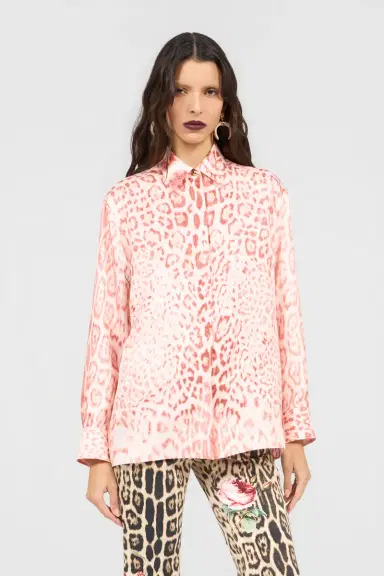 Roberto Cavalli Jaguar Pink Print Silk Shirt | Thumbnail 2 Roberto Cavalli Jaguar Pink Print Silk Shirt | Thumbnail 2