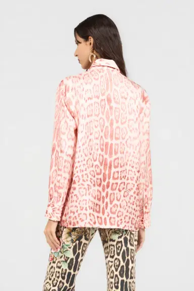 Roberto Cavalli Jaguar Pink Print Silk Shirt | Thumbnail 3 Roberto Cavalli Jaguar Pink Print Silk Shirt | Thumbnail 3