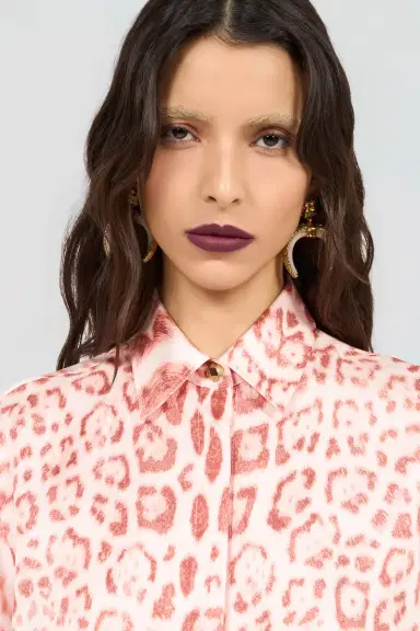 Roberto Cavalli Jaguar Pink Print Silk Shirt | Thumbnail 4 Roberto Cavalli Jaguar Pink Print Silk Shirt | Thumbnail 4