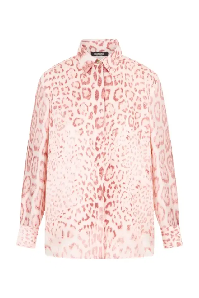 Jaguar Pink Print Silk Shirt