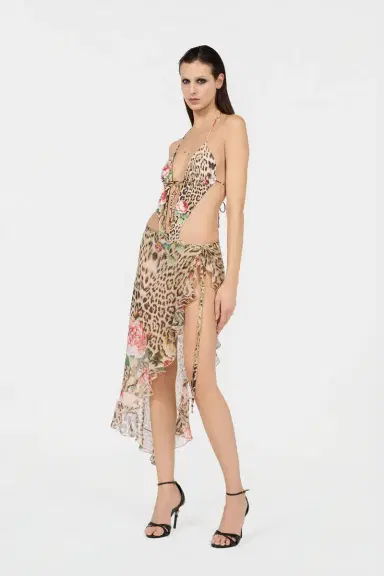 Roberto Cavalli Jaguar Roses Print Sarong | Thumbnail 6