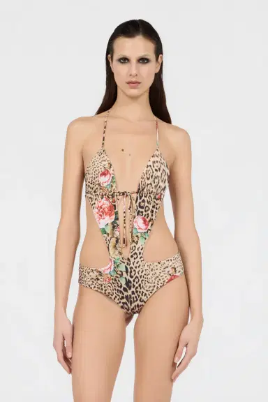 Roberto Cavalli Jaguar Roses Print One-Piece Swimsuit | Thumbnail 2