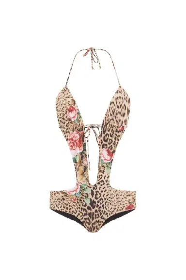 Roberto Cavalli Jaguar Roses Print One-Piece Swimsuit | Thumbnail 1