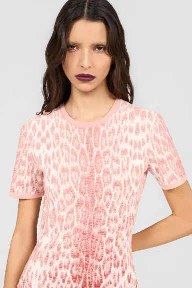 Roberto Cavalli Jaguar Pink Print Midi Dress | Thumbnail 4 Roberto Cavalli Jaguar Pink Print Midi Dress | Thumbnail 4