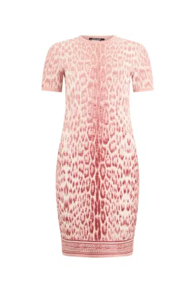Roberto Cavalli Jaguar Pink Print Midi Dress | Thumbnail 1 Roberto Cavalli Jaguar Pink Print Midi Dress | Thumbnail 1