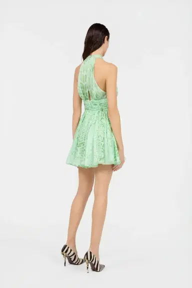 Roberto Cavalli Jaguar Mint Print Silk Mini Dress | Thumbnail 3 Roberto Cavalli Jaguar Mint Print Silk Mini Dress | Thumbnail 3