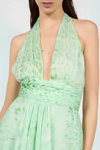 Roberto Cavalli Jaguar Mint Print Silk Mini Dress | Thumbnail 4 Roberto Cavalli Jaguar Mint Print Silk Mini Dress | Thumbnail 4