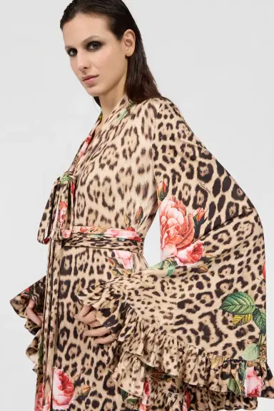 Roberto Cavalli Jaguar Roses Print Dress | Thumbnail 4 Roberto Cavalli Jaguar Roses Print Dress | Thumbnail 4