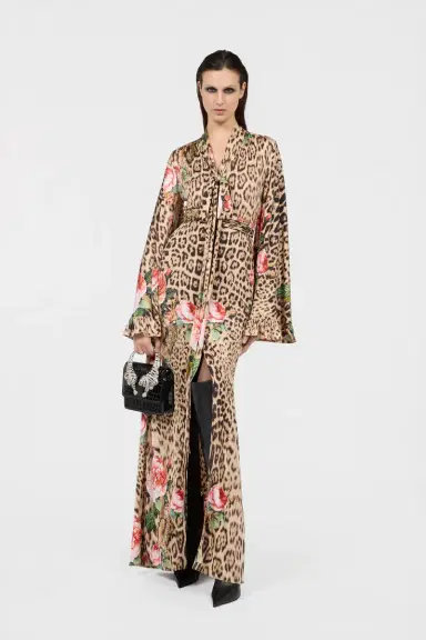 Roberto Cavalli Jaguar Roses Print Dress | Thumbnail 6 Roberto Cavalli Jaguar Roses Print Dress | Thumbnail 6
