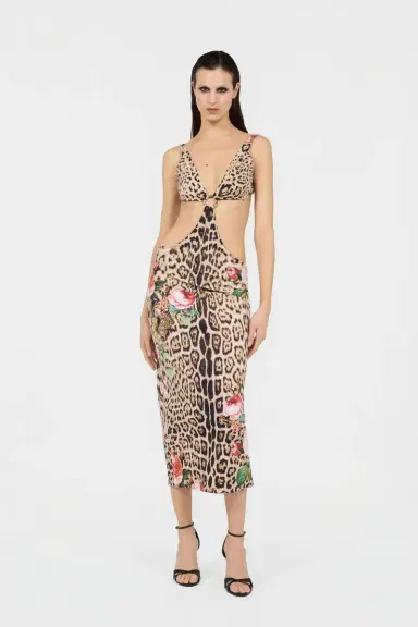 Roberto Cavalli Jaguar Roses Print Beach Dress | Thumbnail 2