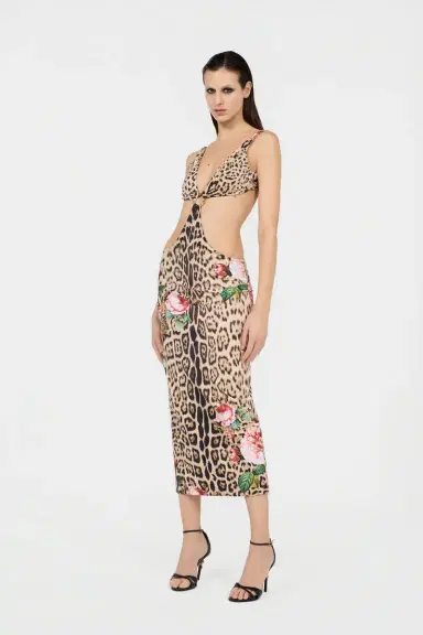 Roberto Cavalli Jaguar Roses Print Beach Dress | Thumbnail 6
