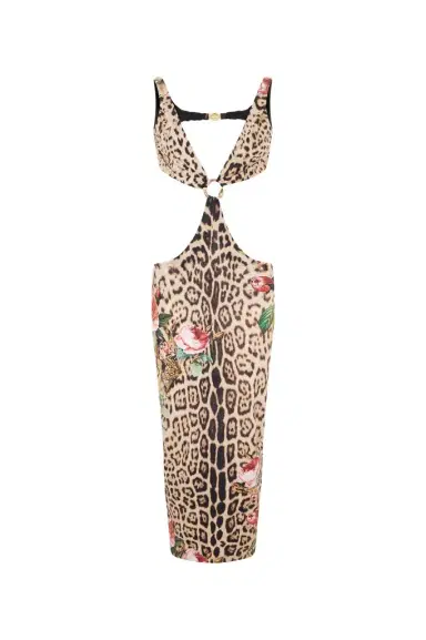 Roberto Cavalli Jaguar Roses Print Beach Dress | Thumbnail 1