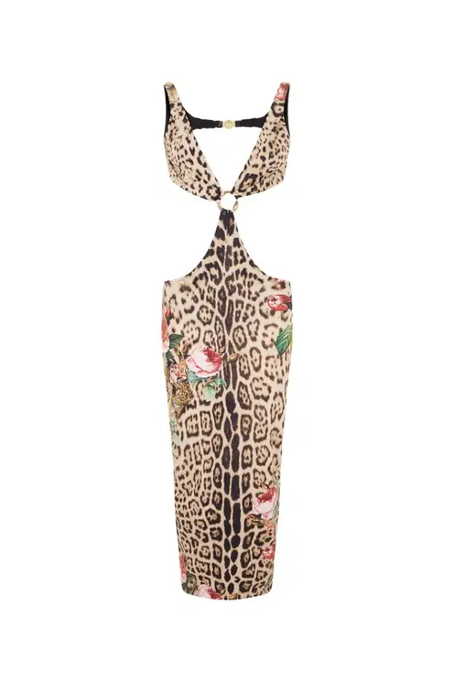 Jaguar Roses Print Beach Dress