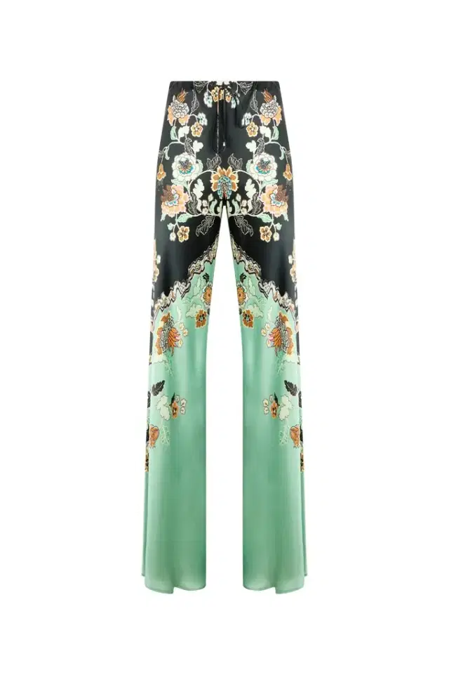 Silk Pants With Kimono Print