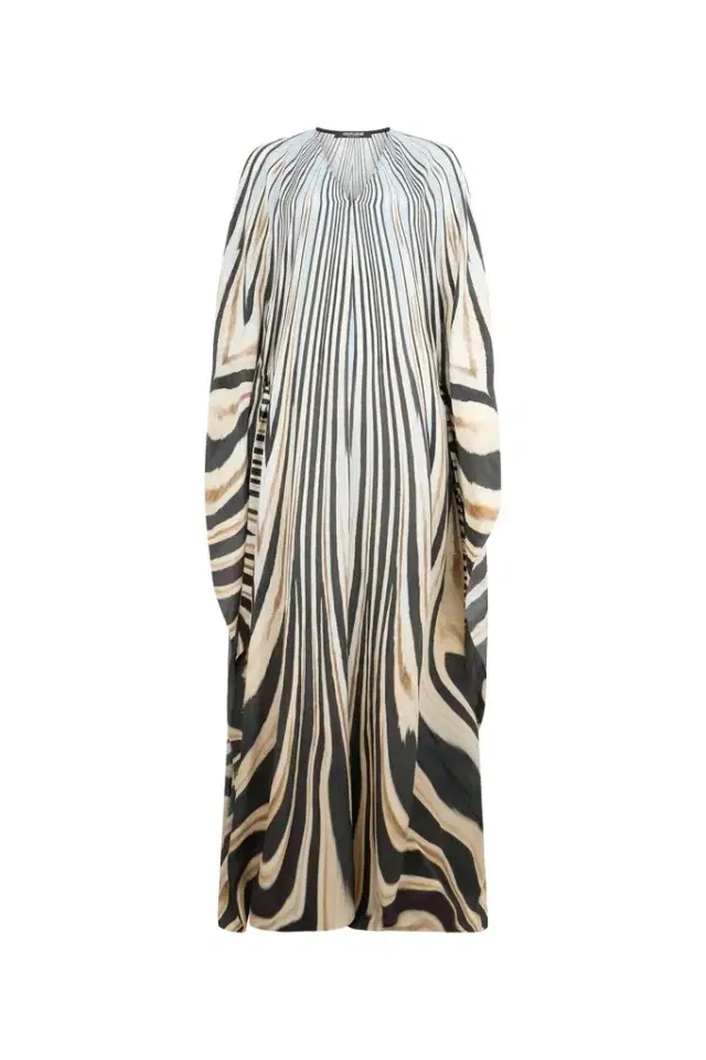 Zebra Print Silk Kaftan Dress
