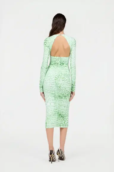 Roberto Cavalli Jaguar Mint Print Midi Dress | Thumbnail 3 Roberto Cavalli Jaguar Mint Print Midi Dress | Thumbnail 3