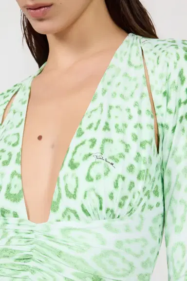 Roberto Cavalli Jaguar Mint Print Midi Dress | Thumbnail 4 Roberto Cavalli Jaguar Mint Print Midi Dress | Thumbnail 4