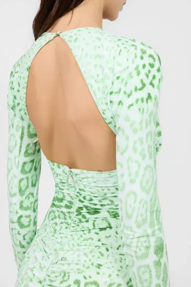 Roberto Cavalli Jaguar Mint Print Midi Dress | Thumbnail 5 Roberto Cavalli Jaguar Mint Print Midi Dress | Thumbnail 5