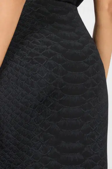 Roberto Cavalli Black Midi Skirt With Serpentine Print And Jewel Detail | Thumbnail 5