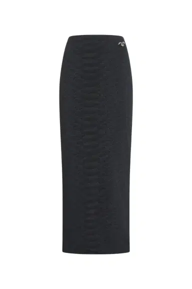 Roberto Cavalli Black Midi Skirt With Serpentine Print And Jewel Detail | Thumbnail 1