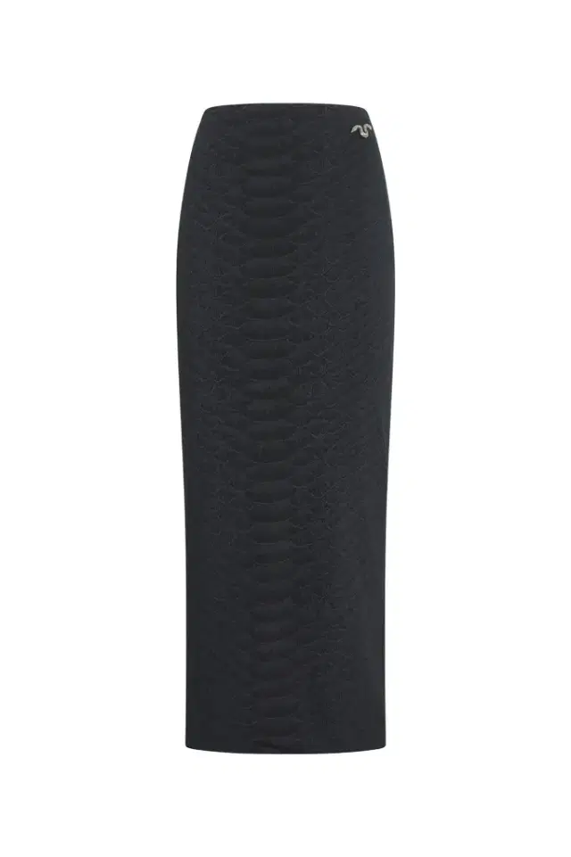 Black Midi Skirt With Serpentine Print And Jewel Detail