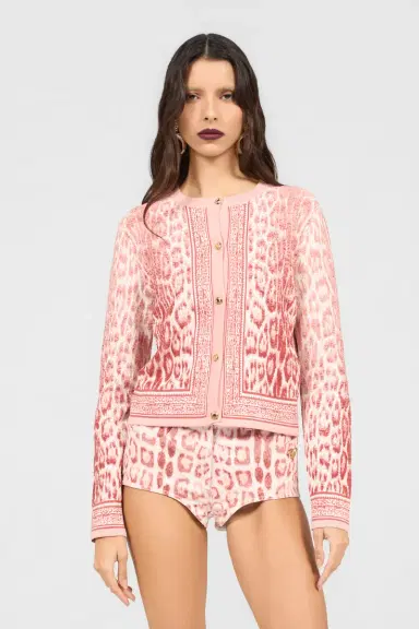 Roberto Cavalli Jaguar Pink Cardigan | Thumbnail 2 Roberto Cavalli Jaguar Pink Cardigan | Thumbnail 2