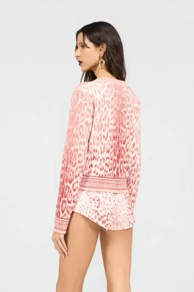 Roberto Cavalli Jaguar Pink Cardigan | Thumbnail 3 Roberto Cavalli Jaguar Pink Cardigan | Thumbnail 3