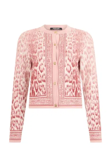 Roberto Cavalli Jaguar Pink Cardigan | Thumbnail 1 Roberto Cavalli Jaguar Pink Cardigan | Thumbnail 1