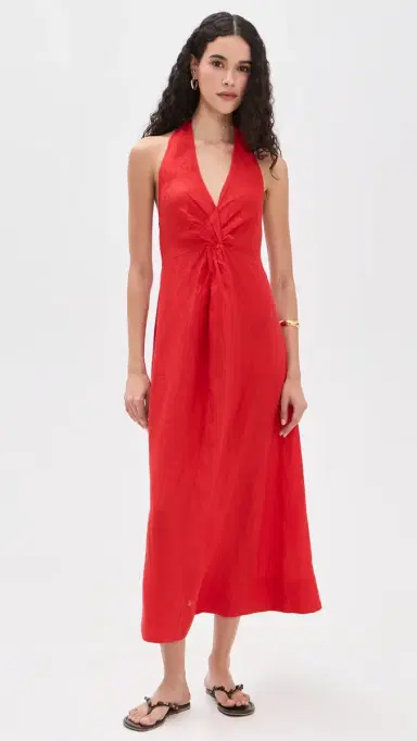 Apiece Apart Salome Halter Maxi Dress Red | Thumbnail 2 Apiece Apart Salome Halter Maxi Dress Red | Thumbnail 2