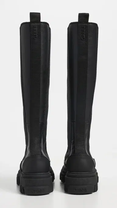 Ganni Cleated Black Stitch High Chelsea Boots Black | Thumbnail 4