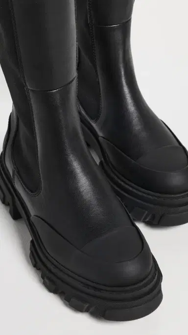 Ganni Cleated Black Stitch High Chelsea Boots Black | Thumbnail 6