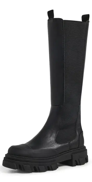 Ganni Cleated Black Stitch High Chelsea Boots Black | Thumbnail 1