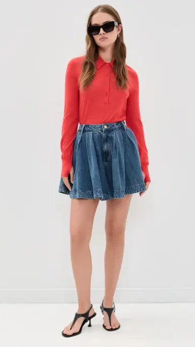Essentiel Antwerp Joss Flared Denim Shorts | Thumbnail 5