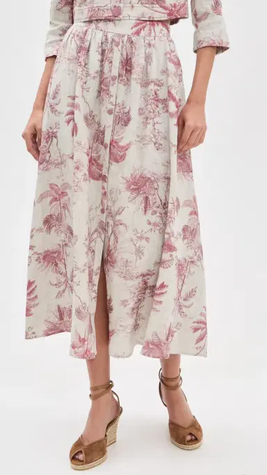 L'Agence Seina Front Placket Linen Midi Skirt | Thumbnail 2 L'Agence Seina Front Placket Linen Midi Skirt | Thumbnail 2