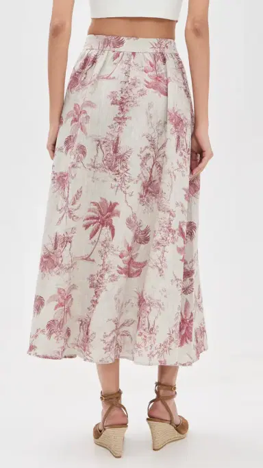 L'Agence Seina Front Placket Linen Midi Skirt | Thumbnail 3 L'Agence Seina Front Placket Linen Midi Skirt | Thumbnail 3