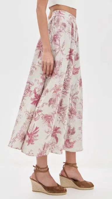 L'Agence Seina Front Placket Linen Midi Skirt | Thumbnail 4 L'Agence Seina Front Placket Linen Midi Skirt | Thumbnail 4