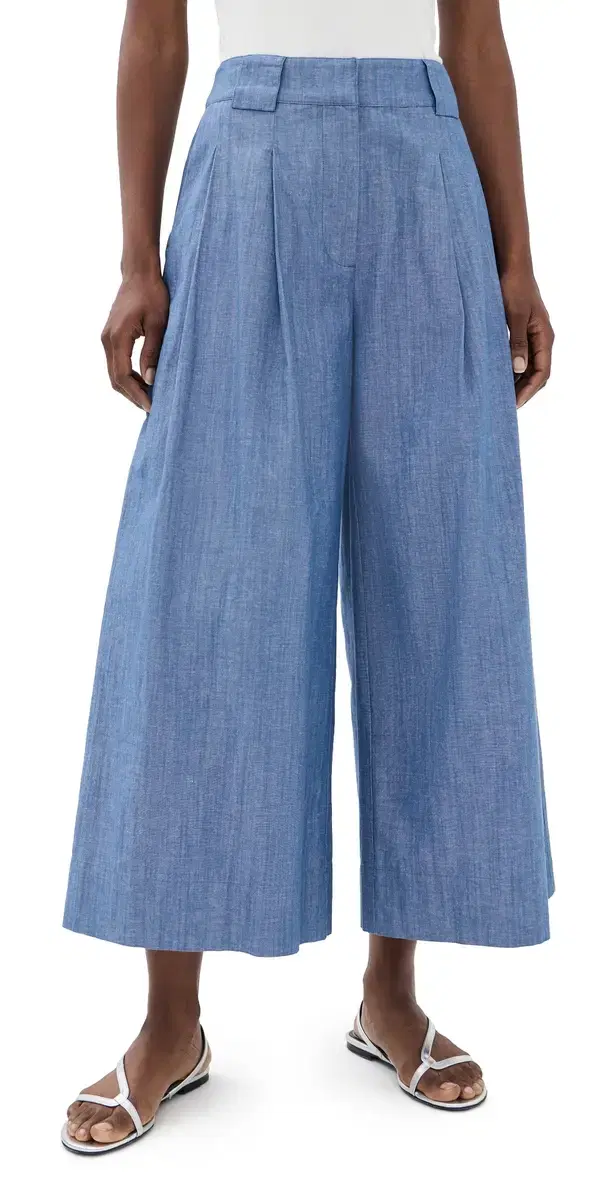 Apiece Apart Elan Midrise Palazzo Pants Chambray