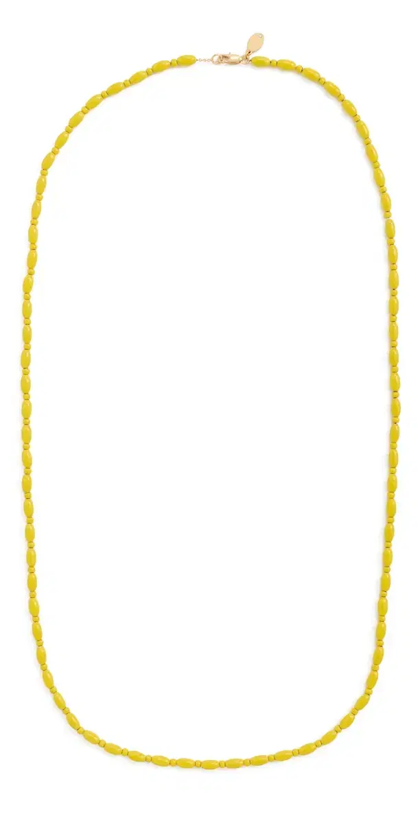 Clare V. Enamel Bead Necklace Yellow One Size